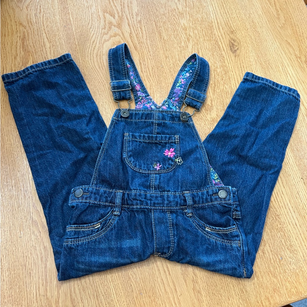 OshKosh B'gosh Denim Blue Floral Overalls